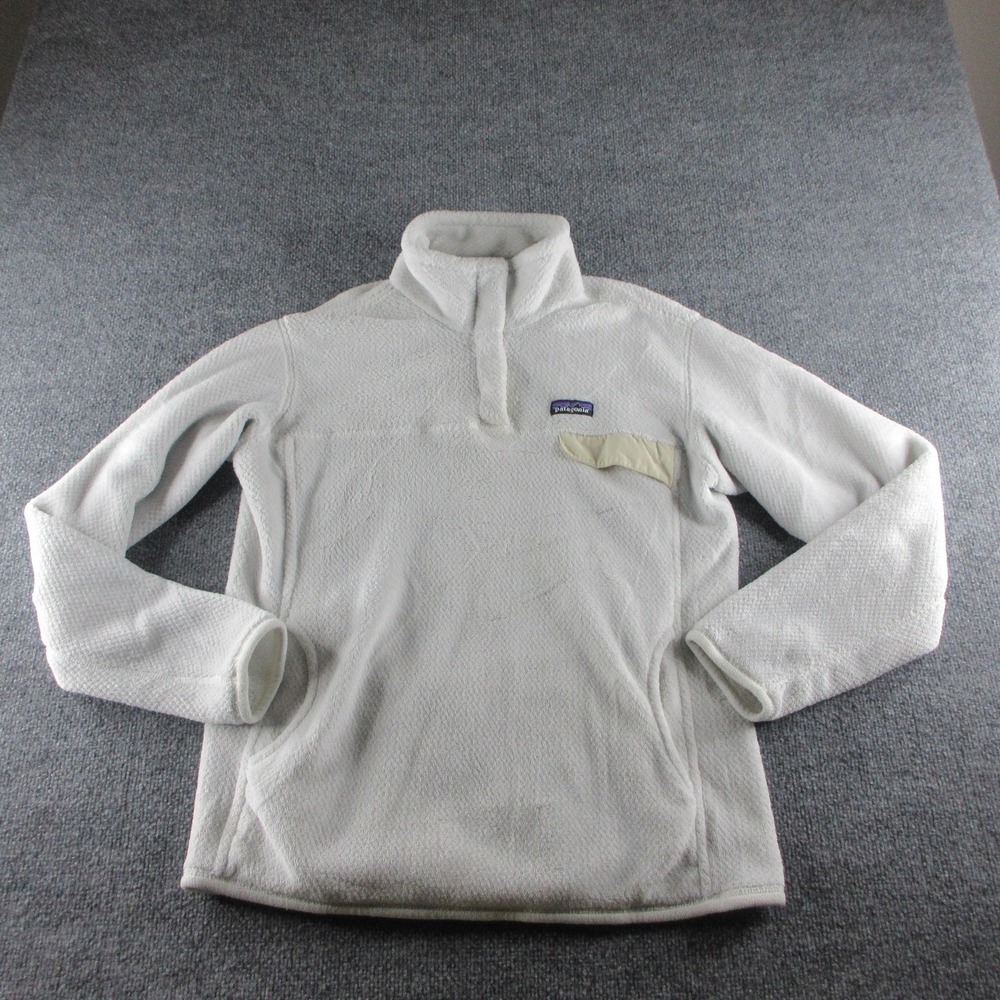 Patagonia Jacket Womens XL‎ White Fleece Snap-T Quarter Snap Pullover Outdoor